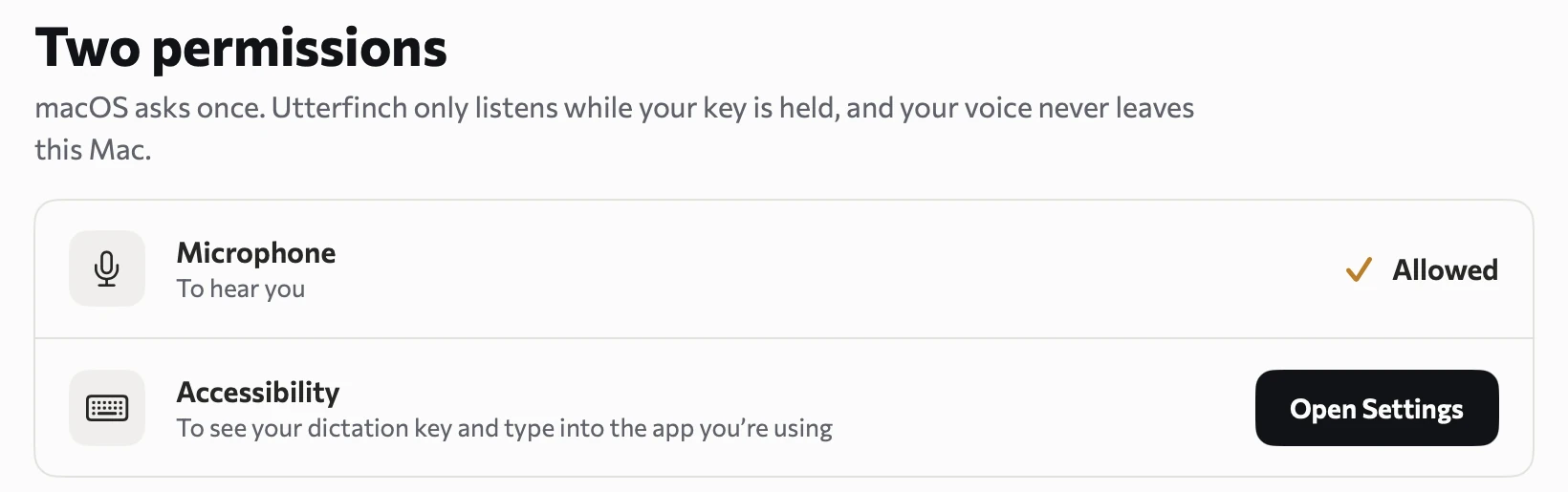 مرحله‌ی اجازه‌ها: Microphone و Accessibility